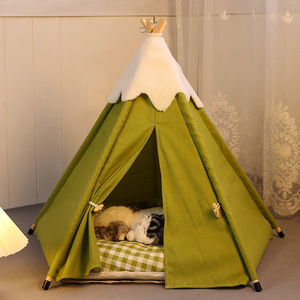 Semi-fermé Petits Chiens Chat Nid Pet Sleeping House Lit Avec Tapis Maison <span class=keywords><strong>De</strong></span> Chat En Bois - Product Image 2