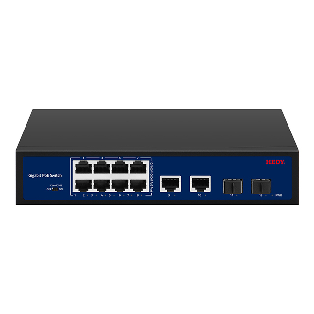 8-Port Full Gigabit POE Switch with 2 Uplink 2 SFP AI 96W VLAN Function 1000M Switch Capacity for IP Camera System