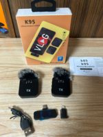 Microphone sans fil K95 à pince cravate avec carte son à réverbération et modification du son, monitoring en temps réel pour le direct - NOUVEAU