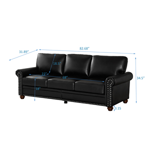 Modern Convertible Square Living Room Sofa Set Black PU Leather Apartment & Villa Use - Product Image 6