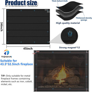 Custom <strong>Fireplace</strong> <strong>Cover</strong> Blanket Blocker Black Magnetic <strong>Fireplace</strong> Draft Vent <strong>Cover</strong> <strong>Fireplace</strong> Draft Stopper Blanket <strong>Cover</strong> - Product Image 2