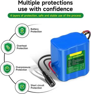 แบตเตอ<span class=keywords><strong>ร</strong></span>ี่ลิเธียมไอออนแบบชาร์จไฟได้3วินาที11.1V 5600mAh สำหรับ<span class=keywords><strong>กล้อง</strong></span> CCTV <span class=keywords><strong>กล้อง</strong></span>วิดีโอ MP3เค<span class=keywords><strong>ร</strong></span>ื่องเล่นไฟ LED แถบแบตเตอรี่ Li-ion 12V - Product Image 5