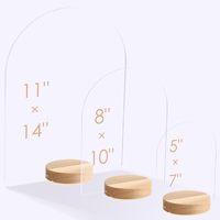 Support rond de 4 "en bois de bouleau en acrylique transparent Porte-menu de barre de numéro de table Présentoir de cartes de vente au détail