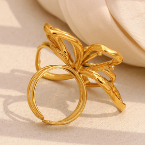 S925 Sterling Silver Hollow Flower Open <b>Ring</b> Retro Textured Artistic Niche Luxury Adjustable Ladies Elegant <b>Finger</b> <b>Ring</b> - Product Image 2