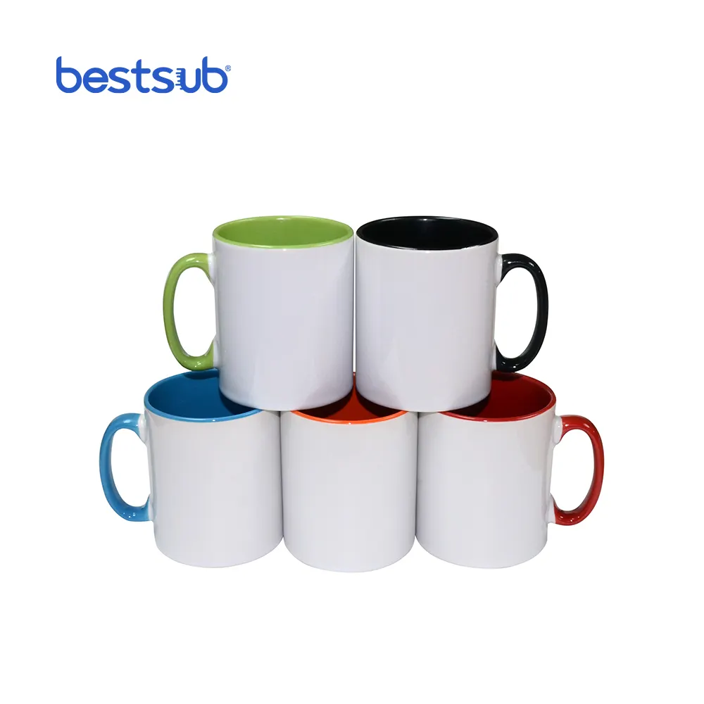 BestSub all'ingrosso sublimazione personalizzata spazi vuoti colore ceramica colore all'interno tazza da caffè B10T