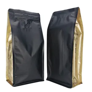 Válvula de café laminada uv impressa, válvula de ziplock de forma única, 1 kg, oito lado selado bolsa de café colômbia