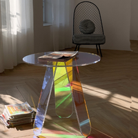 Table basse en acrylique de couleur arc-en-ciel luxueuse 2021, épaisseur 10 mm, design moderne extensible, meubles de salon, logo personnalisable
