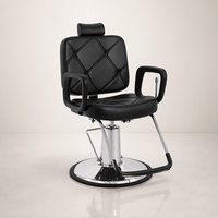 Fauteuil de Barbier Professionnel en Cuir de Haute Qualité avec Accoudoirs et Base Robuste à Pompe à Huile