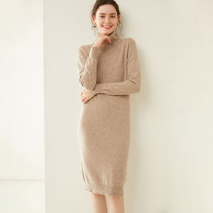 Logo personnalisé de luxe mongolie col roulé gros tricoté en gros cachemire <span class=keywords><strong>laine</strong></span> pull femmes robe - Product Image 5