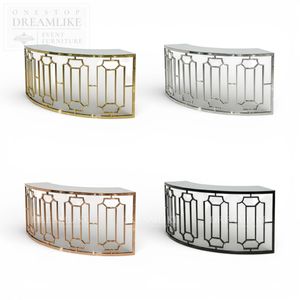 Comptoir de <span class=keywords><strong>bar</strong></span> circulaire moderne en métal doré avec plateau en verre blanc pour événements de luxe, mariages, locations et vente en gros - Product Image 2