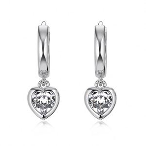 Dylam, fabricant de bijoux avec plus de 10 ans d'expérience, boucles d'oreilles pendantes en argent S925 hypoallergénique, forme cœur, zircone 5A brillante - Product Image 1