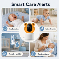 Moniteur bébé intelligent WiFi HC C7 1080P avec écran IPS 4,5 pouces, batterie 3000 mAh, détection de pleurs et de mouvements, alarme d'alimentation, audio bidirectionnel, carte TF 128 Go