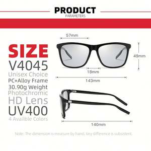 Gafas de Sol Polarizadas Fotocromáticas Cuadradas para Hombre, Color Gris Camaleón, Protección UV400, Moda 2025 - Product Image 6