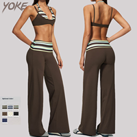 Ensemble de yoga côtelé sans couture 2 pièces Yoke pour femme : Soutien-gorge de sport et leggings – Tenue de fitness 2026