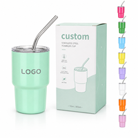 Gobelet isotherme portable en acier inoxydable 304 de 3 oz avec logo personnalisé, pour expresso, café, spiritueux et liqueurs, avec paille et couvercle