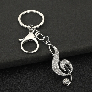 Porte-clés en gros avec strass et clé de sol, anneau porte-clés en cristal brillant avec note de musique, pendentif à thème musical avec fermoir mousqueton pour les amateurs de musique - Product Image 4