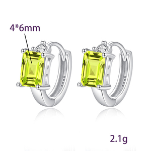 9 Minimalist 4*6mm Square Natural Stone <b>Hoop</b> <b>Earrings</b> 925 <b>Sterling</b> <b>Silver</b> Trendy Gift Casual Jewelry for Women - Product Image 6