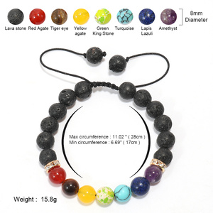 7 <span class=keywords><strong>Chakra</strong></span> 8mm braccialetto di guarigione in pietra naturale Stress rilievo Yoga perline ansia braccialetto braccialetto di pietra lavica Rock <span class=keywords><strong>Chakra</strong></span> bracciale - Product Image 2