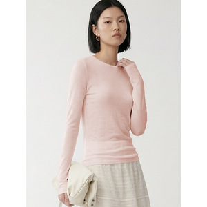 Suéter de Lã Coreano Tricotado com 80 Fios, Gola Redonda, Lavável à Máquina, Ajuste Slim, Manga Longa, Camiseta Base Macia - Product Image 6