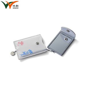 High Quality Rectangle Silver Portable Single Sided UV Printing Metal <b>Makeup</b> <b>Mirror</b> with PU Pouch - Product Image 4