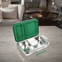 Boîte à lunch isotherme carrée en acier inoxydable à 2 compartiments, étanche et écologique, pour enfants, portable, type bento – Offre spéciale