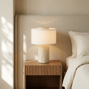 Lampe de table minimaliste en pierre, véritable marbre Calacatta Viola, rechargeable, avec variateur tactile 3 couleurs - Product Image 1