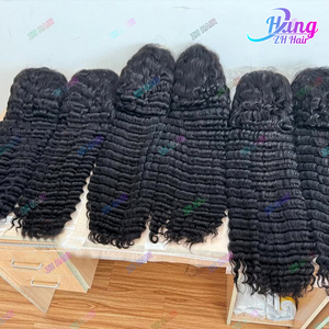 Capelli crudi birmani vergini non trasformati, parrucca frontale in pizzo Hd completa senza colla, allineata 100% parrucche con onde profonde dei capelli umani 100 umano