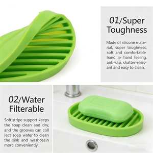 Op maat gemaakte siliconen zeepbak antislip afwaterende zeephouder voor eenvoudige reiniging creatief badkameraccessoire siliconen zeepbakje - Product Image 6