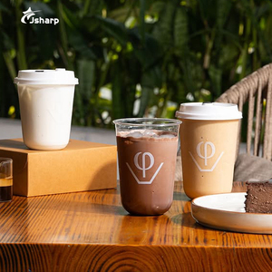 Gobelets à café matcha latte en PET transparents à fond rond pour boissons glacées, avec logo personnalisé imprimé, 10, 12, 14, 16, 18, 20 oz - Product Image 4