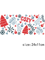 LETOP 1pcs Merry Pink Christmas Tree 16oz Libbey Glasses Wraps DIY Custom Decals UV for DTF Sticker for Bottles Cups and Cans