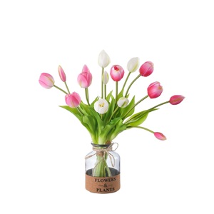 CallaFloral Fleurs artificielles en forme de tulipe en PVC souple, blanc, rose, rouge, jaune, orange, décoration de mariage et de maison, lot de 12 pièces - Product Image 5