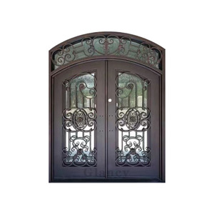 Porta Esterna di Lusso in Ferro Battuto Impermeabile con Doppia Apertura e Design in Vetro di Grancy - Product Image 1