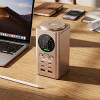 Caricatore Wireless GaN 7-in-1 con Funzione Orologio, Adattatore per Laptop PD 100W per Telefoni Cellulari e Auricolari Wireless