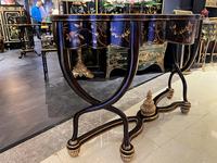 Table console en bois massif de style moderne du milieu du siècle Yips LD-1906-1830 pour salon, usage hôtelier, motif floral peint à la main, luxe