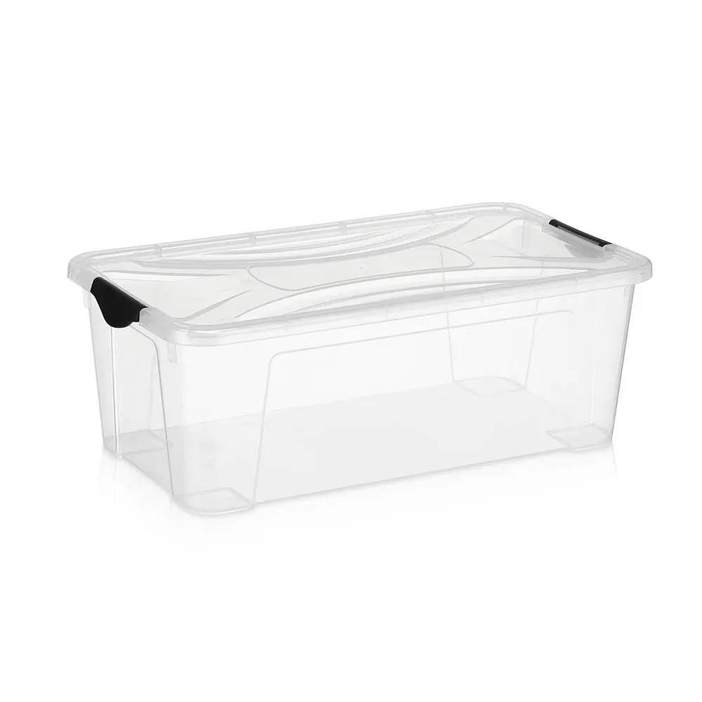 Caixa de sapato de plástico transparente empilhável, armazenamento transparente 6l