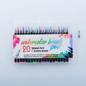 100 צבעים 20 צבעים 8 צבעים פרימיום רך גמיש כפול טיפים צביעת מברשת עט Fineliner צבע עטים לילדים למבוגרים