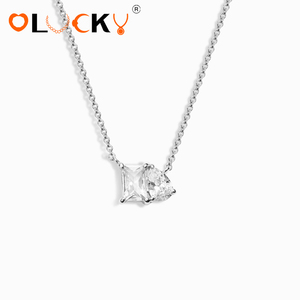 LUCKYJIU Fabricant de bijoux sur mesure, collier pendentif Toi <span class=keywords><strong>et</strong></span> Moi en acier inoxydable plaqué or 18 carats, étanche, avec zircon cubique délicat pour femmes - Product Image 2