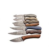 Couteau à lame fixe Drop Point en acier Damas forgé, manche en bois Pakka bleu, personnalisable pour la chasse, le camping et la survie, garantie 3 ans