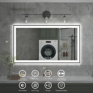 Espejo LED <span class=keywords><strong>de</strong></span> pared moderno para <span class=keywords><strong>baño</strong></span> con Interruptor táctil inteligente <span class=keywords><strong>antivaho</strong></span> con visualización <span class=keywords><strong>de</strong></span> temperatura y tiempo - Product Image 3