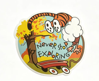 Autocollants adhésifs en vinyle PVC holographique imperméables avec logo de dessin animé personnalisé, étiquettes découpées à la forme pour contenants de bougies