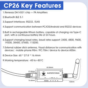 Adaptador Serial <span class=keywords><strong>Bluetooth</strong></span> DX-CP26, Módulo Inalámbrico <span class=keywords><strong>RS232</strong></span> a <span class=keywords><strong>Bluetooth</strong></span>, Convertidor para Comunicación Serial IoT a través de Aplicación - Product Image 2