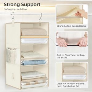 6-Shelf Hanging Closet Organizer 3-Shelf <b>Units</b> Oxford Fabric Collapsible <b>Storage</b> For Bedroom Clothing - Product Image 5