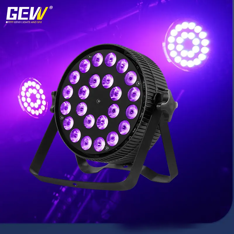 GEVV 24x15w 6in1 Plastic Flat Led Rgbw UV Par Light For Stage Dsco Weddings Restaurant Nightclub Also Accept Customization