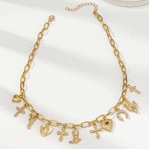 สร้อยคอจี้เซรามิกรูปปลาดาวสีส้ม ลายผลไม้ ดอกไม้ พร้อมจี้รูปไม้กางเขน สำหรับผู้หญิง สไตล์โบฮีเมียน เครื่องประดับธีมทะเล ชายหาด วันหยุดพักผ่อน - Product Image 1