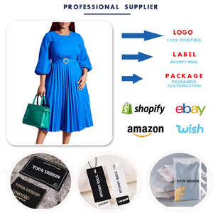 Hợp Thời Trang Mùa Thu Dresses Cho Phụ Nữ Rắn Màu Lỏng Eo O-Cổ xếp li Ăn Mặc Thanh Lịch Phi Dresses Cho Phụ Nữ Quần Áo - Product Image 4