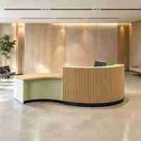 Comptoir de réception moderne en marbre, comptoir d'accueil personnalisé pour bureau, table de réception de luxe pour hall d'hôtel, bureau et espaces commerciaux