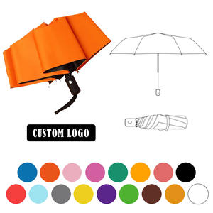 Parapluie Automatique Uni avec Logo, Protection UV, Pliant en Bois et Acier, Vente en Gros, 8 Baleines, <span class=keywords><strong>Prix</strong></span> Bas, Promotionnel, <span class=keywords><strong>Orange</strong></span> - Product Image 1