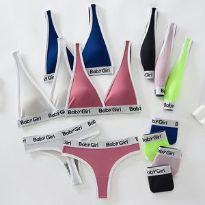 Setelan Olahraga Gaya Bikini Seksi, Bra V-cup Dalam, Set Thong Pinggang Rendah, Set Pakaian Dalam Wanita Erotis, Set Thong Pakaian Dalam Olahraga - Product Image 2