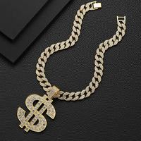 Collier pendentif unisexe tendance en alliage de zinc plaqué or, motif dollar et couteau, accessoire de mode pour soirée