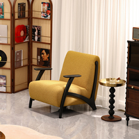 Fauteuil de salon moderne écologique rembourré, fauteuil d'appoint de loisirs avec pieds en bois, siège individuel pour chambre, bureau à domicile, salle à manger